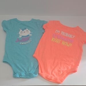 Garanimals Coral & Aqua Purrmaid Graphic Baby One-Piece Bodysuits